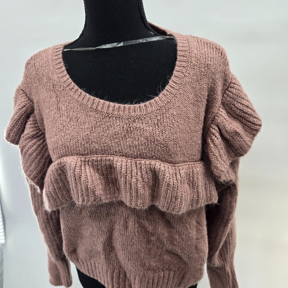 Wild Fable Mauve Purple Ruffled Crewneck Sweater Large